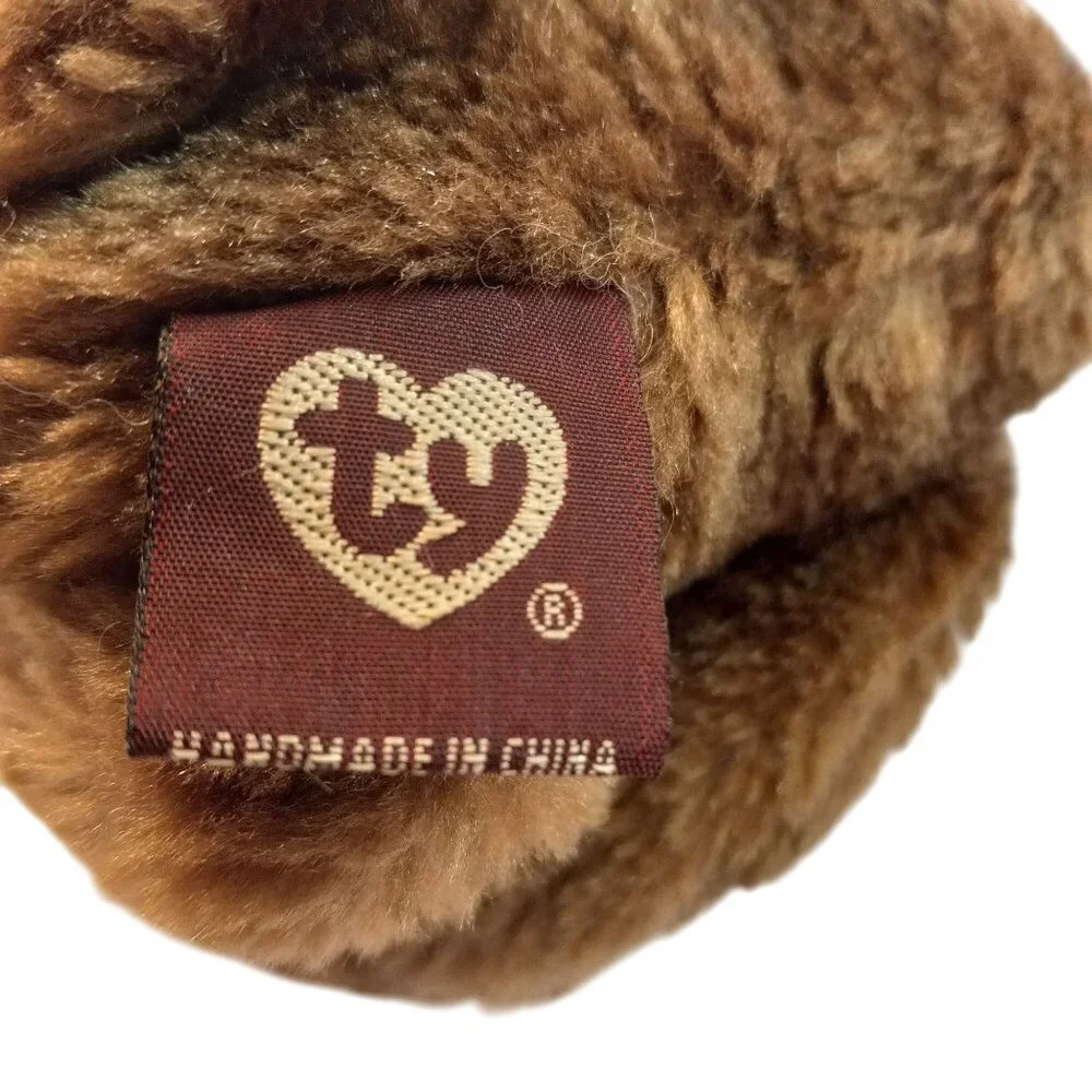 Ty Attic Treasures Bunny Brown Jointed Plush Rose Blue Bow Stuffed Rabbit NEW - Picture 10 of 11